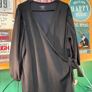 Ingrid & Isabel Black Wrap-Style Tunic with Side Tie